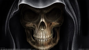 painting of skull, fantasy art, death, spooky, Grim Reaper