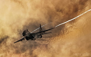gray and black aircraft, mig-29, Mikoyan MiG-29, aircraft, military aircraft