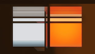 orange and grey window illustration, minimalism, digital lighting, window, warm colors