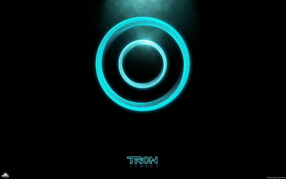 neon blue Tron logo HD wallpaper