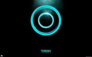 neon blue Tron logo HD wallpaper