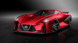red Nissan concept car, Nissan, concept cars