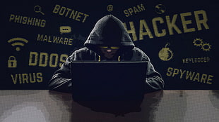 black laptop computer, hacking, hackers, computer, Anonymous HD wallpaper