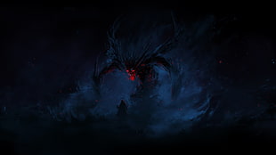 black and red monster painting, demon, black, dark, creature