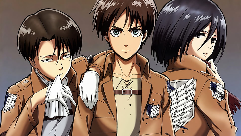 Attack Of Titans digital wallpaper, Shingeki no Kyojin, Levi Ackerman, Levi Rivaille, Mikasa Ackerman HD wallpaper