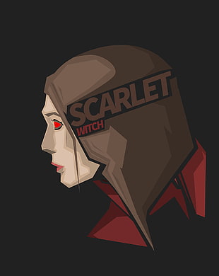 Scarlet Mitch painting, Scarlet Witch, Marvel Comics, gray background