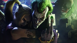 The Joker and Harley Quinn digital wallpaper, Joker, Harley Quinn, Batman, clowns