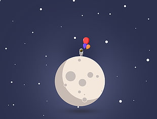 astronaut illustration, space, illustration, blue, Moon
