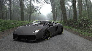 black Lamborghini supercar, car, Lamborghini