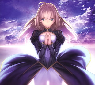 female anime character, anime, clouds, sky, Fate/Stay Night