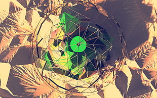 green and yellow flower decor, Cinema 4D, Photoshop, abstract, render