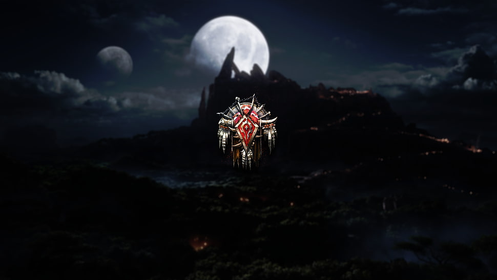 gray and red logo, World of Warcraft, horde, crest, digital art HD wallpaper