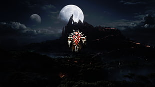 gray and red logo, World of Warcraft, horde, crest, digital art