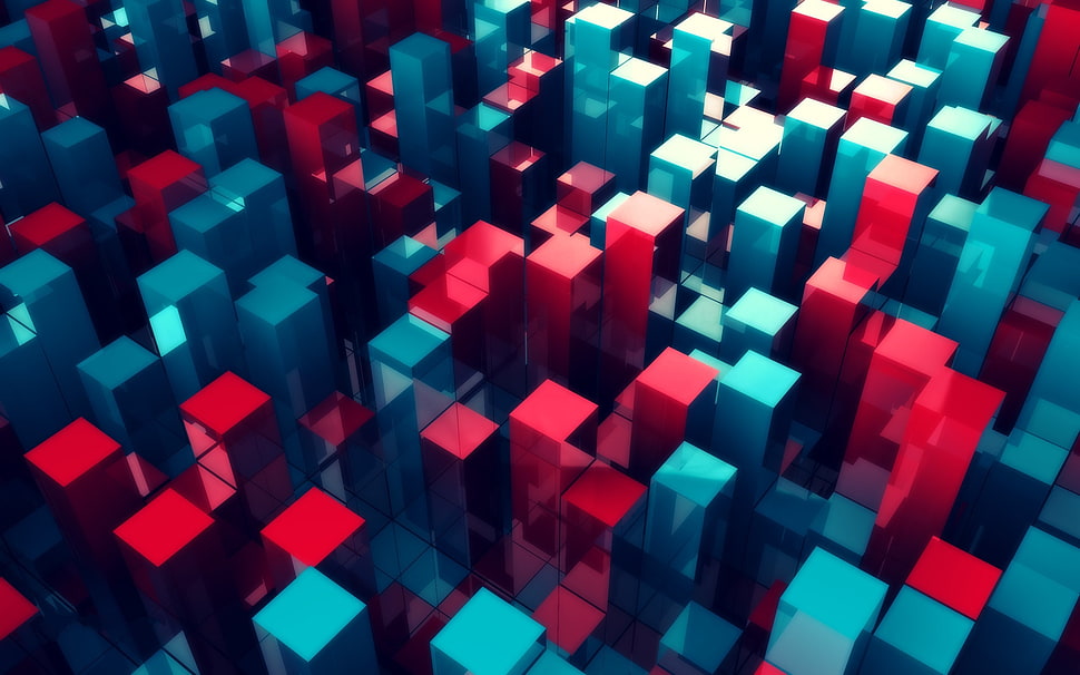 blue and red 3D digital wallpaper HD wallpaper