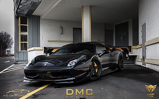 black coupe, car, Ferrari, Ferrari 458 Italia, DMC HD wallpaper