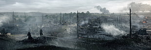 burnt village digital wallpaper, Battlefield 1, EA DICE, World War I, soldier
