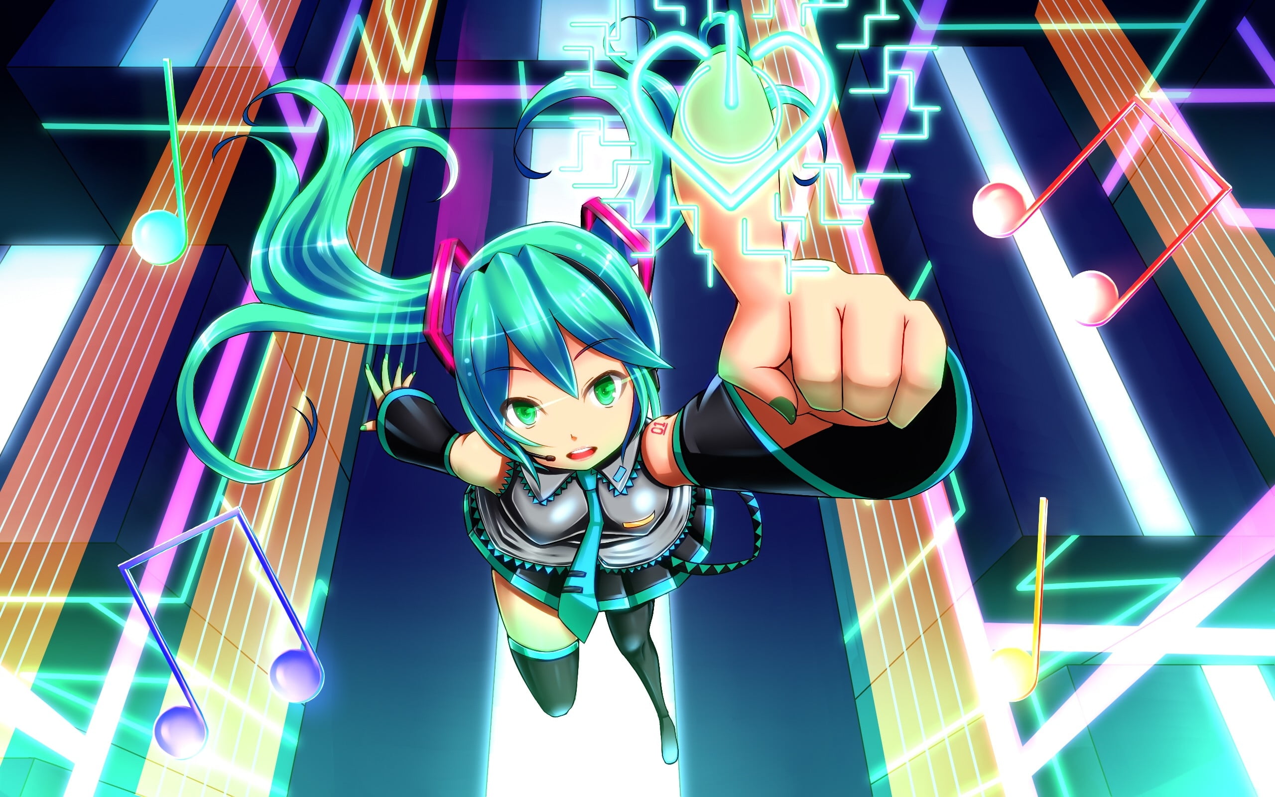 Online crop | teal haired anime character wearing black and teal suit