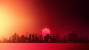 silhouette of high-rise buildings illustration