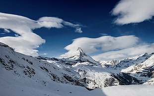 snowy mountain, snow, mountains HD wallpaper