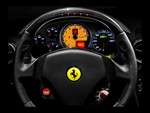 Ferrari steering wheel, car, dashboards, Ferrari