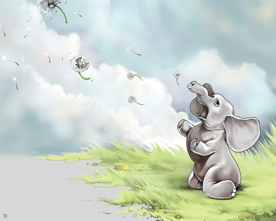 gray elephant painting HD wallpaper