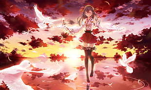 female anime character digital wallpaper