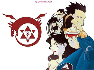 white and red floral textile, Full Metal Alchemist, Lust, Wrath, Gluttony