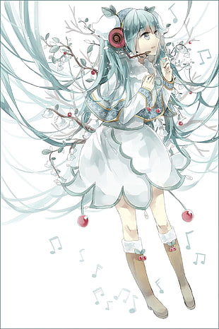 female anime character wearing dress illustration HD wallpaper