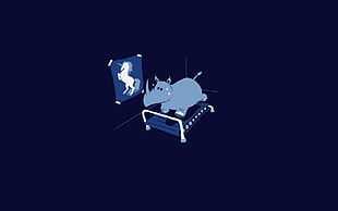 blue animal illustration, motivational, minimalism, humor, artwork
