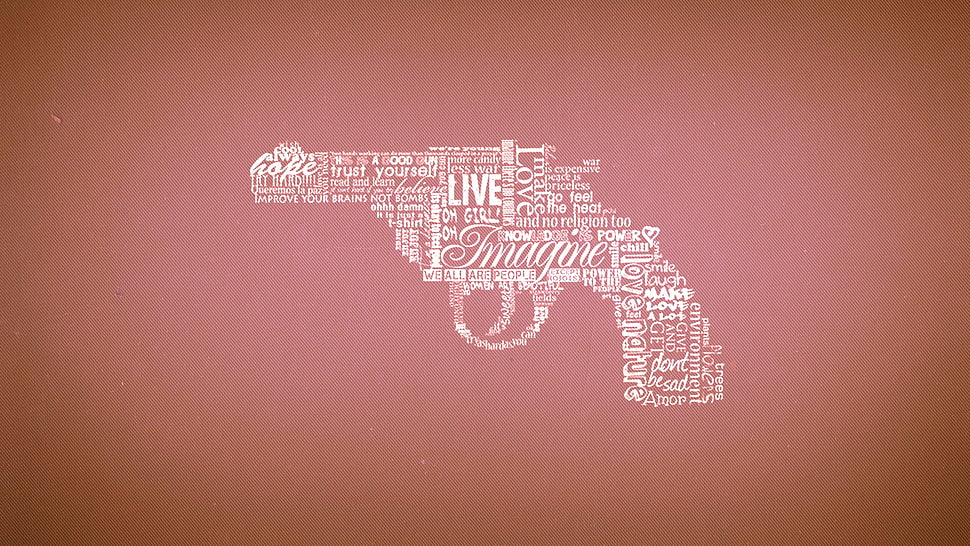 white pistol illustration, gun, typography, weapon HD wallpaper