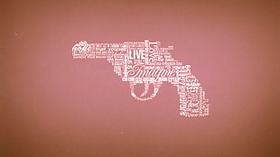 white pistol illustration, gun, typography, weapon