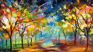painting of tree, painting, abstract HD wallpaper