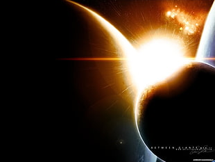 planets and sun illustration, space, planet, space art, digital art