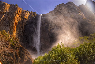 low angle photo of waterfalls HD wallpaper
