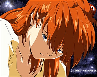 orange haired anime character illustration