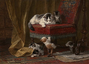 cat and kittens painting