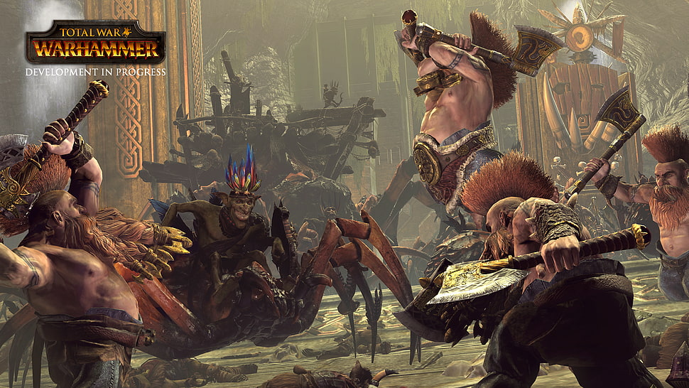 Total War Warhammer digital wallpaper, dwarfs, axes, Total War: Warhammer HD wallpaper