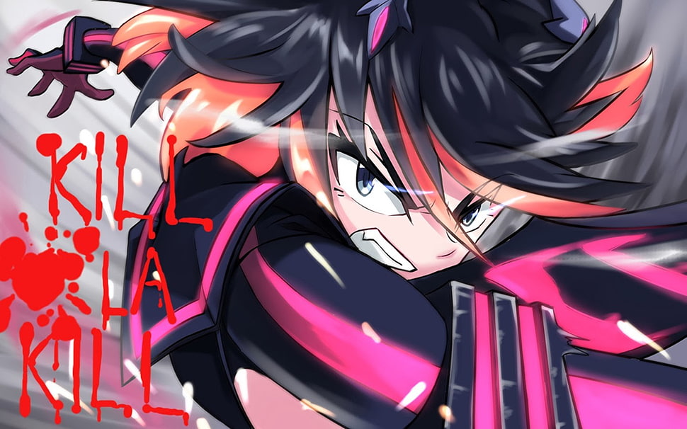 black and pink haired male anime character wallpaper, Kill la Kill, Matoi Ryuuko, Senketsu HD wallpaper