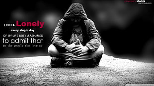 black hoodie, text, men, selective coloring HD wallpaper