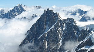 aerial photography of tall mountains