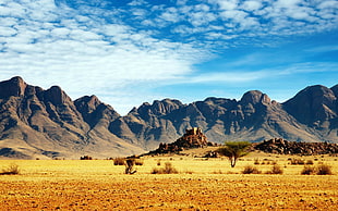 brown mountains, desert, wilderness, sky, mountains