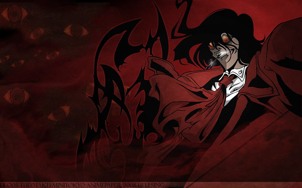 black haired man anime character, Hellsing, Alucard, vampires HD wallpaper