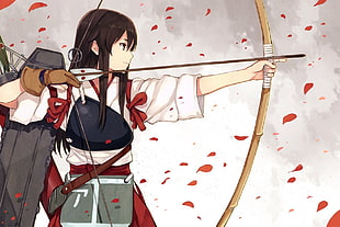 female anime character carrying bow with arrow illustration