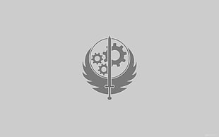 gray sword logo, simple, simple background, Brotherhood of Steel, Fallout
