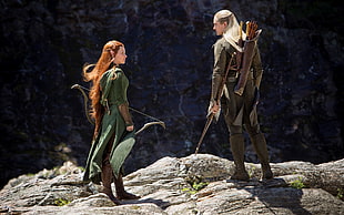 The Hobbit movie scene, The Hobbit, Tauriel, Legolas, redhead HD wallpaper
