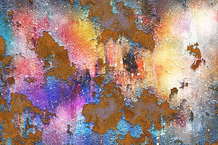 blue, purple, brown, and white abstract painting