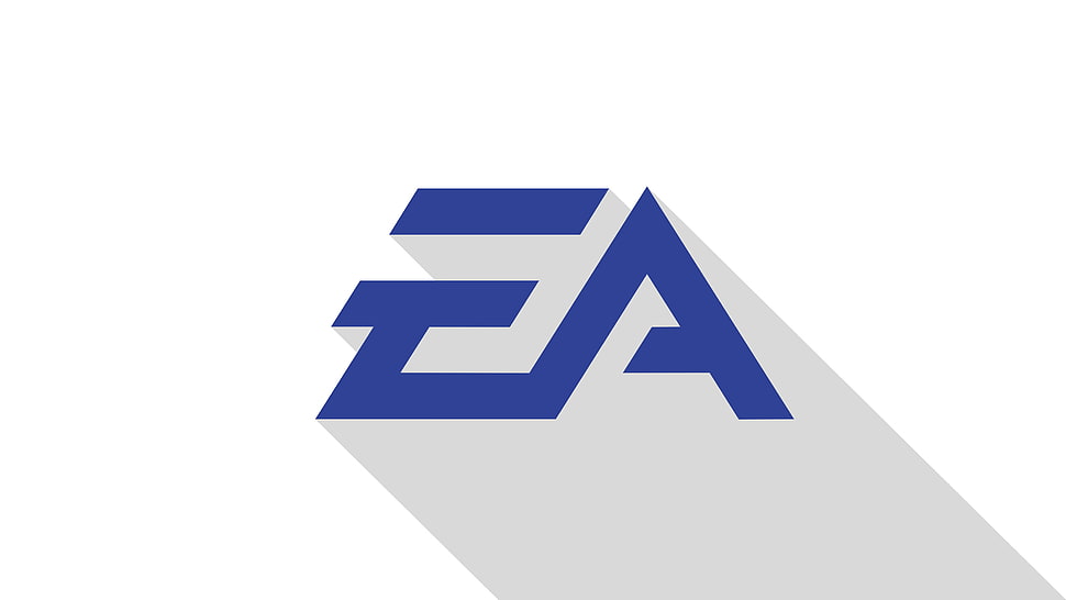 blue and white chevron print paper, EA , logo, shadow, typography HD wallpaper