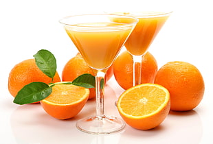 orange juice on cocktail glass
