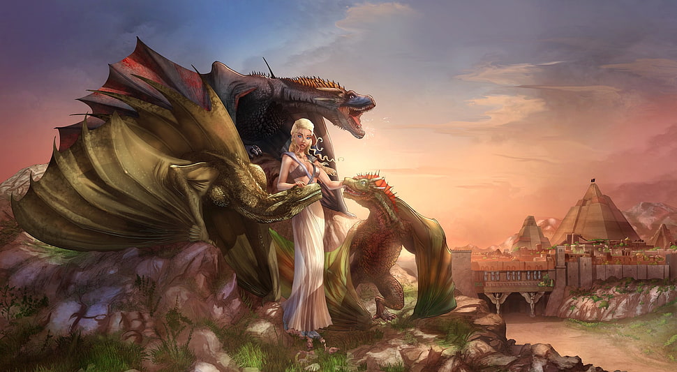 Mother Of dragon illustration HD wallpaper