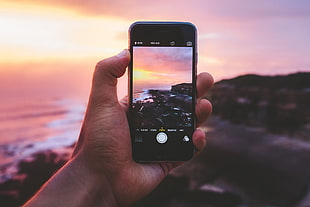 space gray iPhone 6, smartphone, landscape, nature, sea HD wallpaper